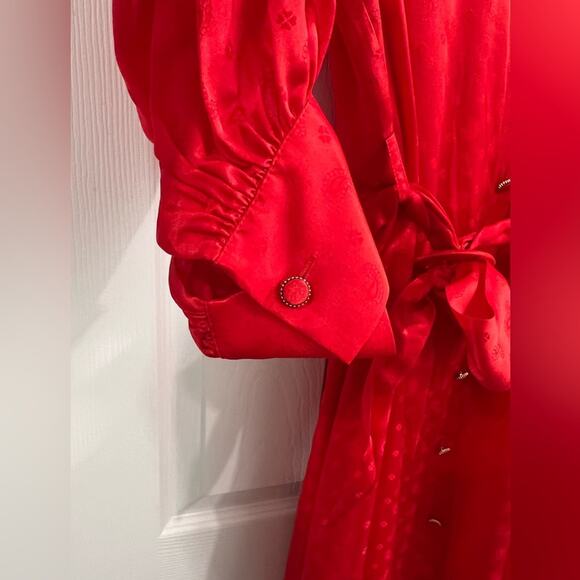 NWT The Kooples FORMAL RED JACQUARD DRESS Sz 2 - Picture 5 of 15